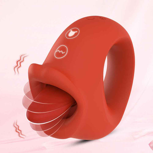 red tongue licking clitoral vibrator with the tongue caught mid flick