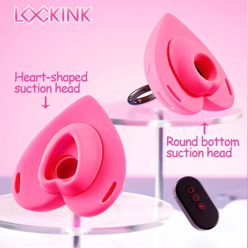 Lockink Pink Love-shaped Wearable Clitoral Suction Vibrator With Remote Control