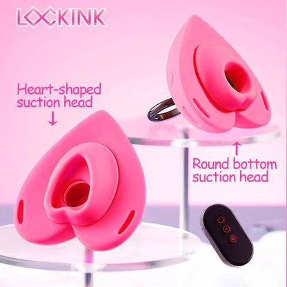 Lockink Pink Love-shaped Wearable Clitoral Suction Vibrator With Remote Control