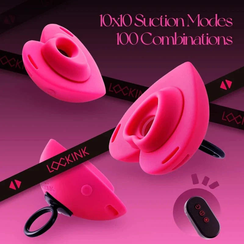 Lockink Pink Love-shaped Wearable Clitoral Suction Vibrator With Remote Control