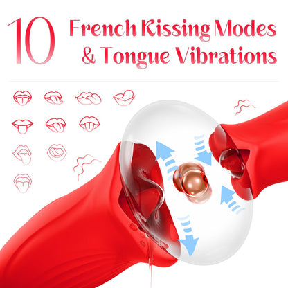 Rose Muncher Lip Tongue Suction Vibrator With Patting Dildo Vibrator