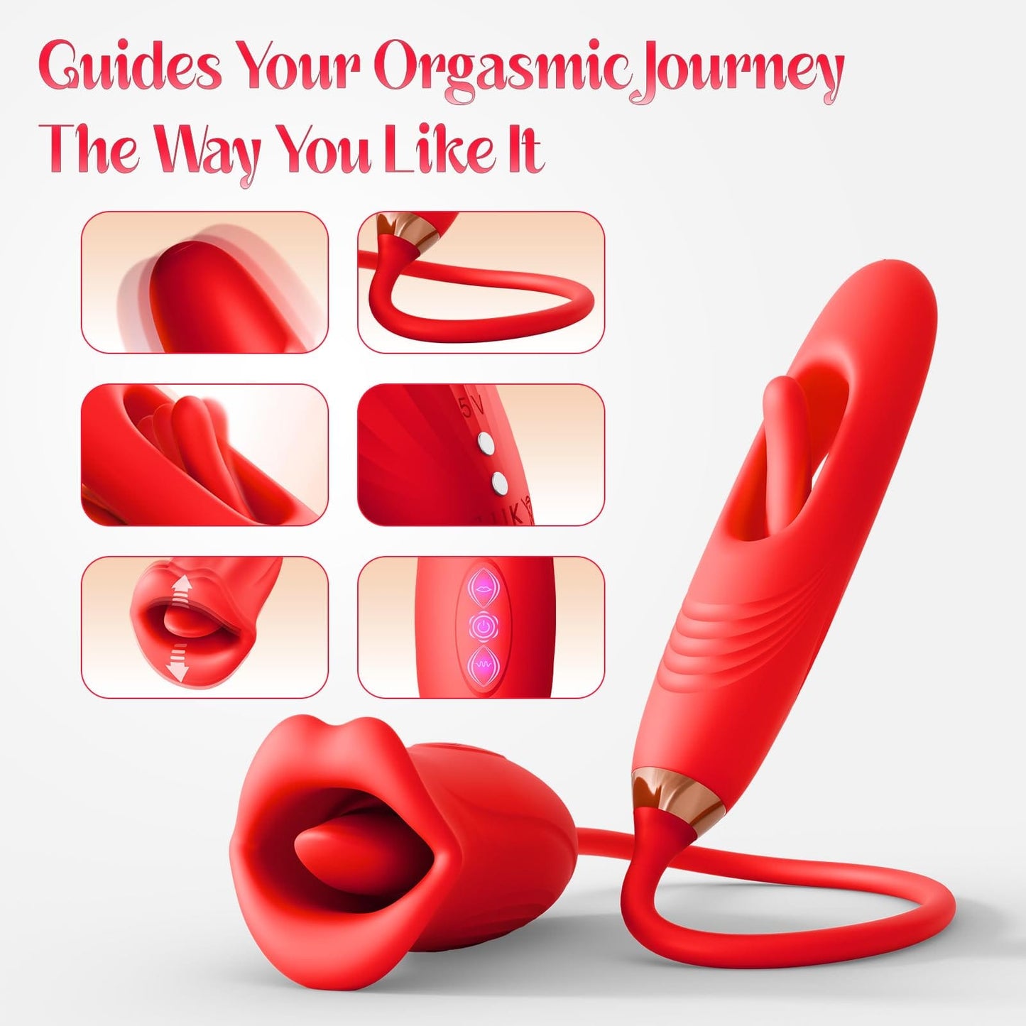 Rose Muncher Lip Tongue Suction Vibrator With Patting Dildo Vibrator