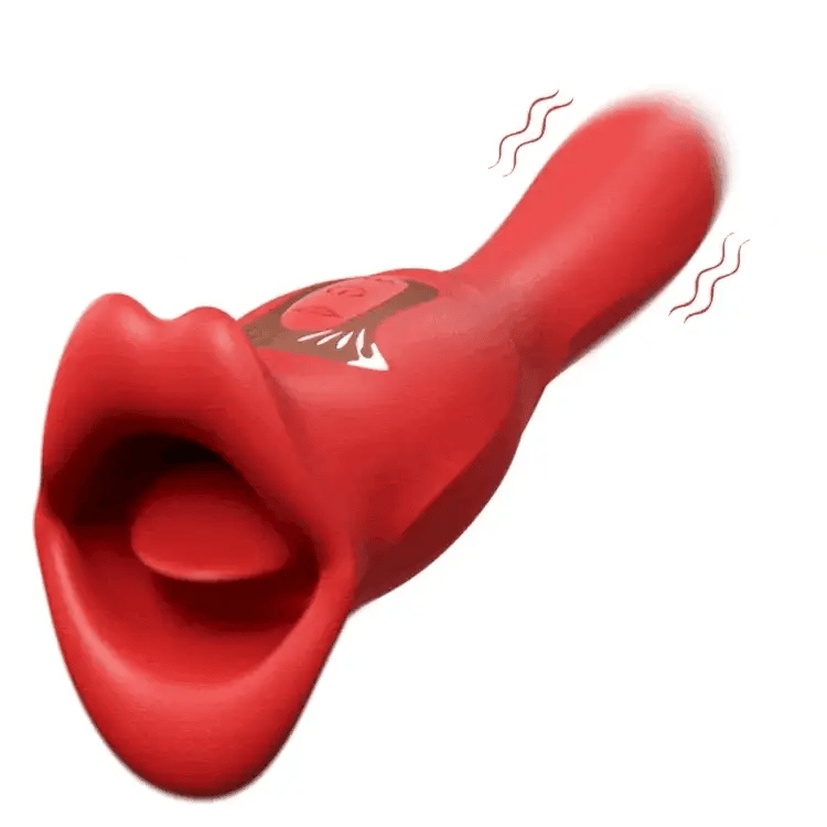 Red Rose Tongue Licking Waterproof G-Spot Vibrator – Dual Stimulation, Stick Included