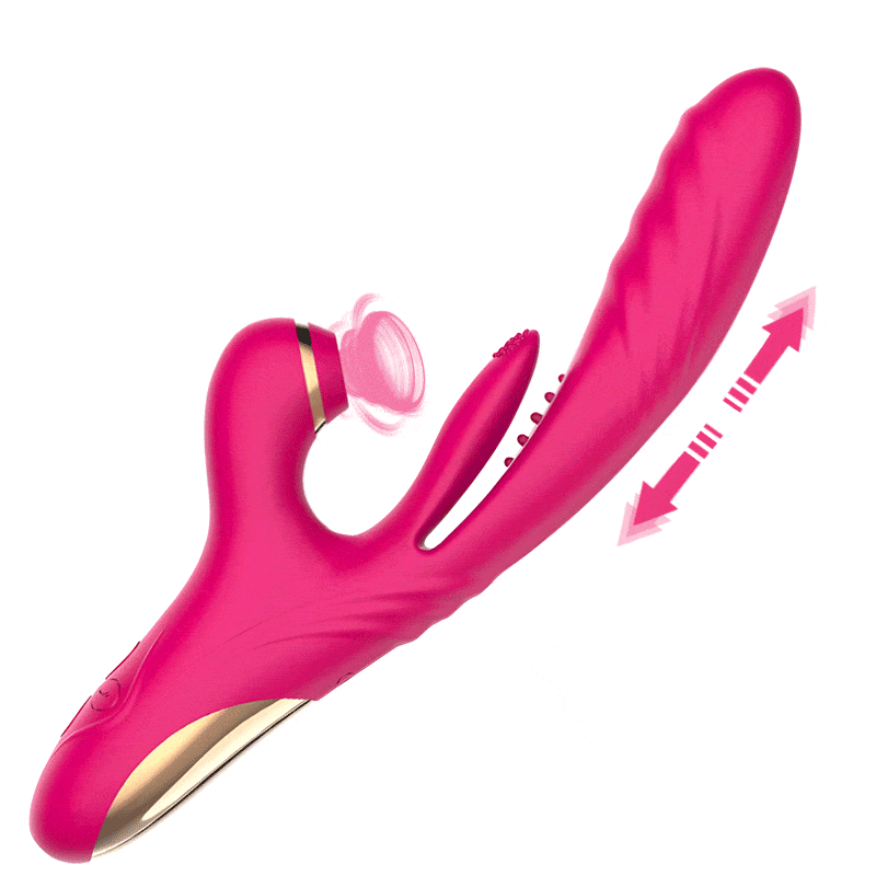 Thrusting Sucking Waterproof Rabbit G-Spot Vibrator – Rose Red / Red / Pink 