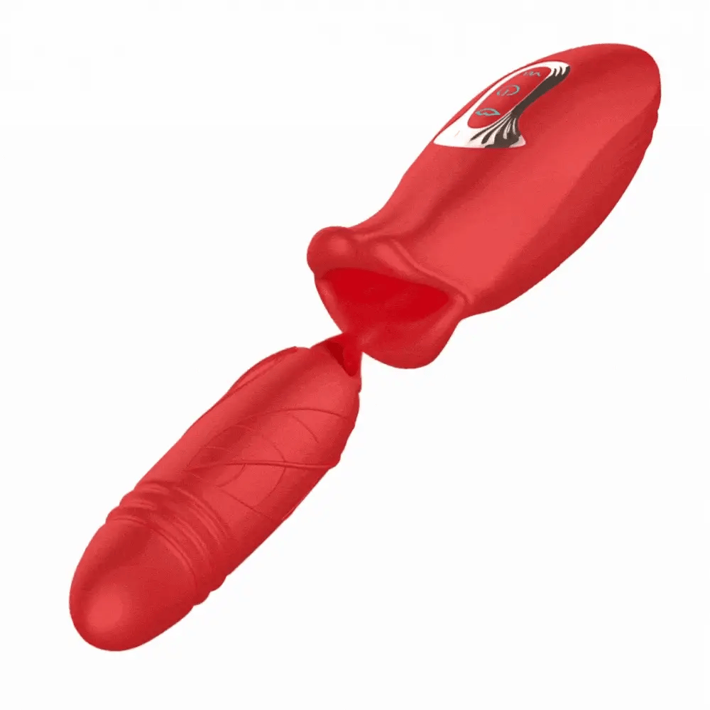 Rose Muncher 2-in-1 Vibrator – Lip &amp; Tongue Suction + Thrusting Dildo | 100% Waterproof