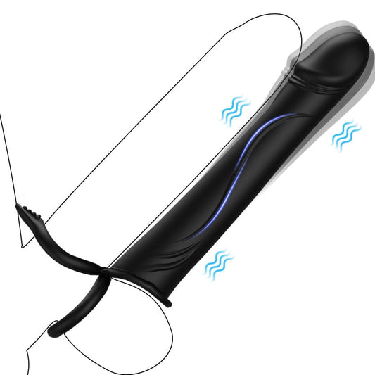black strap-on dildo with vibrating cock ring for couples