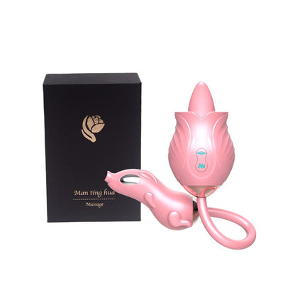 New Rose Dual-Head Tongue Licking Vibrating Massager – 10 Vibration Modes