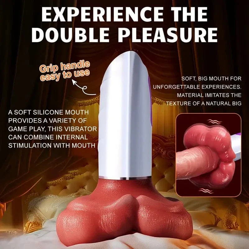 3 In 1 Big Mouth Thrusting heating Dildo Machine With Suction Cup & Remote Control