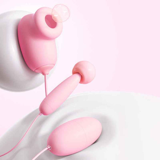 Funny Egg Vibrator Set – Suction Cup + Round + Bullet, Silicone ABS, 1hr Battery