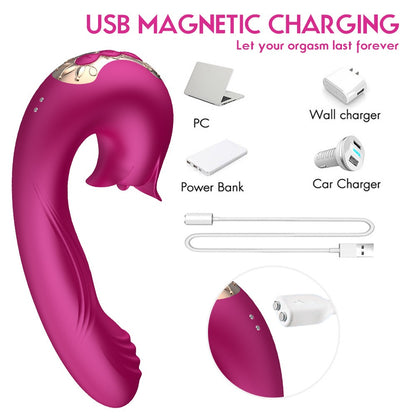 3-in-1 G-Punkt-Vibrator mit Leck- und Klappfunktion – Purpurrot