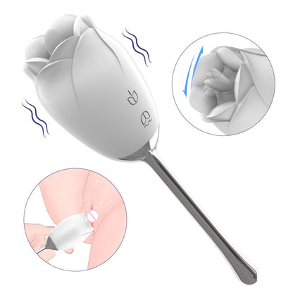 Silicone Rose Tongue Licking Massager – 9 Vibration Modes, IPX7 Waterproof