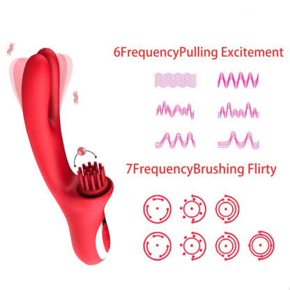 3 In 1 Clit Tickling G Spot Wiggling Dildo Vibrator