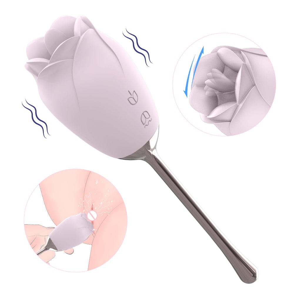 Silicone Rose Tongue Licking Massager – 9 Vibration Modes, IPX7 Waterproof