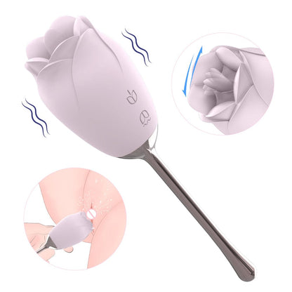 Silicone Rose Tongue Licking Massager – 9 Vibration Modes, IPX7 Waterproof