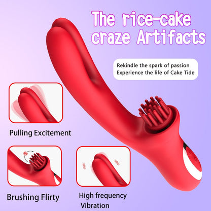 3 In 1 Clit Tickling G Spot Wiggling Dildo Vibrator