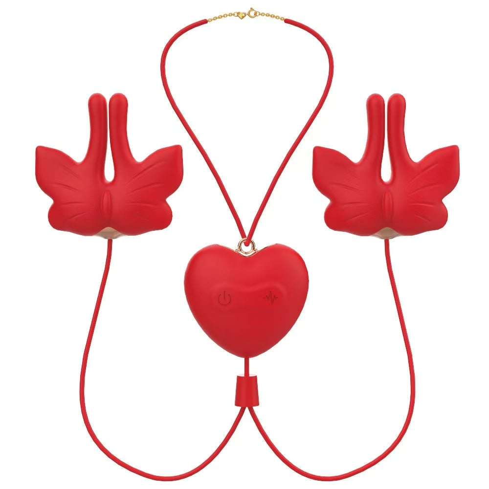 Butterfly Neck-Hanging Nipple Clamp Vibrator – 9 Vibration Modes, Magnetic Clamps, Hands-Free