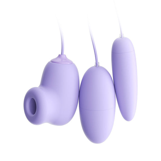 Funny Egg Vibrator Set – Suction Cup + Round + Bullet, Silicone ABS, 1hr Battery