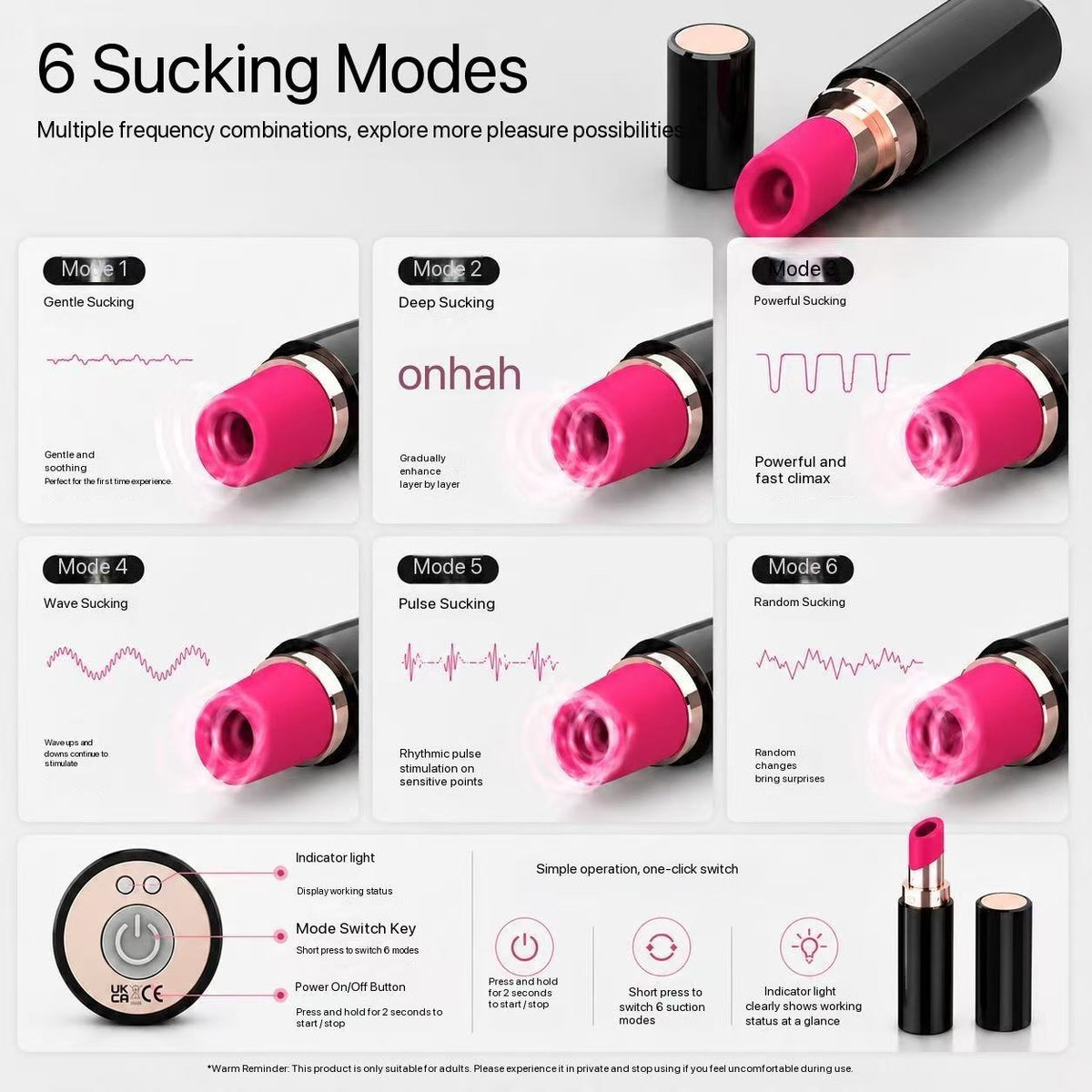 Lipstick clitoris-zuigvibrator – IPX5, magnetische USB