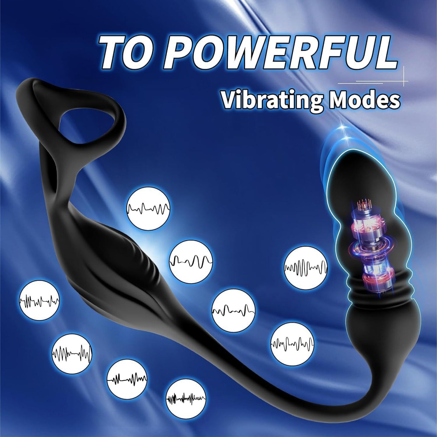 Black Multi-Function Anal Beads Prostate Massager – Vibrating Cock Ring, USB