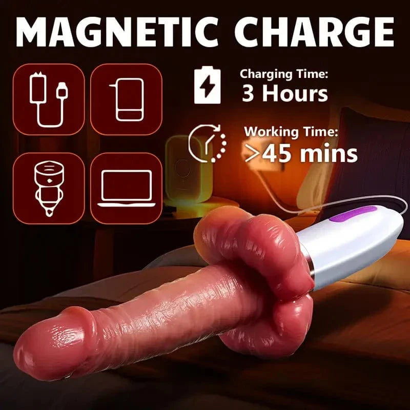 3 In 1 Big Mouth Thrusting heating Dildo Machine With Suction Cup & Remote Control