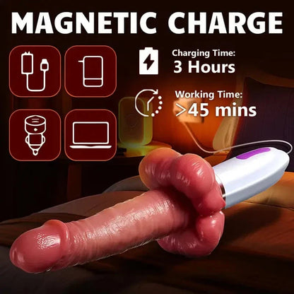 3 In 1 Big Mouth Thrusting heating Dildo Machine With Suction Cup & Remote Control