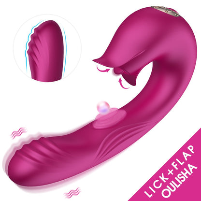 3-in-1 G-Punkt-Vibrator mit Leck- und Klappfunktion – Purpurrot