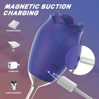 Silicone Rose Tongue Licking Massager – 9 Vibration Modes, IPX7 Waterproof