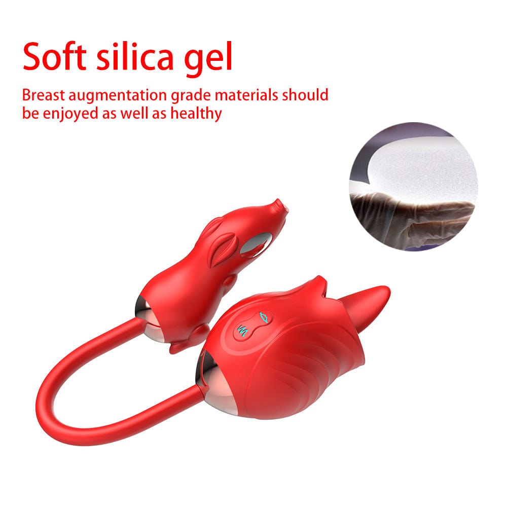 New Rose Dual-Head Tongue Licking Vibrating Massager – 10 Vibration Modes