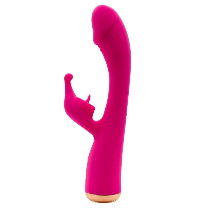 radiant red waterproof rabbit vibrator standing upright on white background