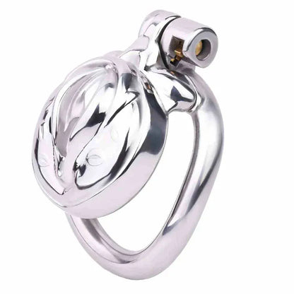 sissy chastity lock set with base ring options 40mm to 55mm, snap cage plate, and brass keys


