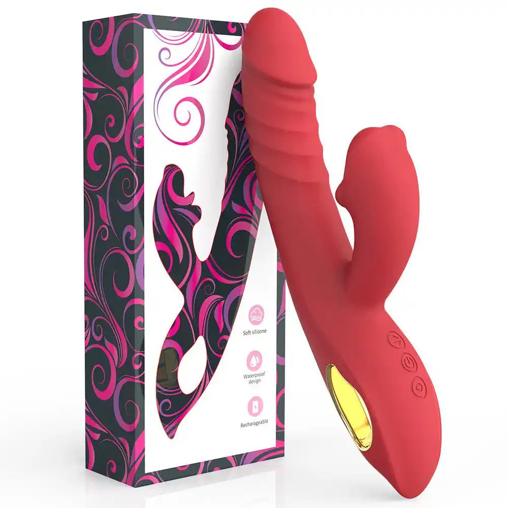 discreet floral packaging box with red 4-in-1 g-spot rabbit vibrator