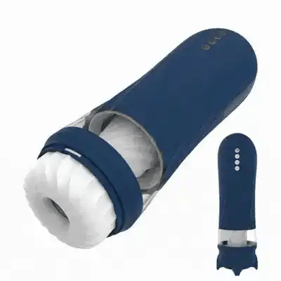 Thrusting Heating Multi-Function Male Masturbator – Black & Blue, Auto, USB
