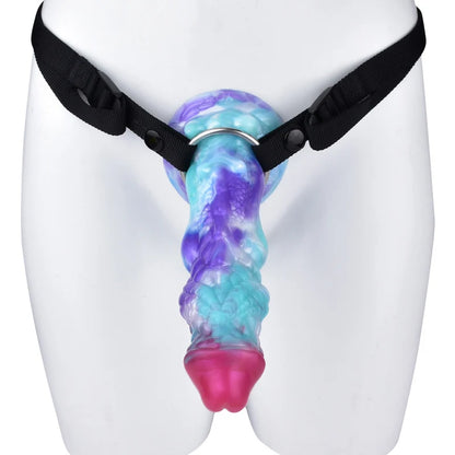 Dildo fantasy a forma di drago con imbracatura – 20,4 cm, in silicone