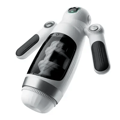 Telescopic Thrusting Vibrating Male Masturbator – 12 Modes, White & Black