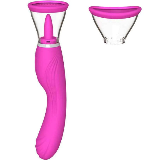 Vibrador de succión clitoridiana silencioso – Doble cabezal, 246 mm, 40 dB de silencio | Morado y rojo rosado