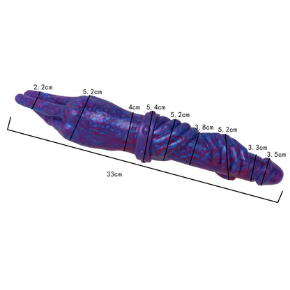 Doppelköpfiger Drachen-Dildo – 33 cm, Hand- & Penis-Enden