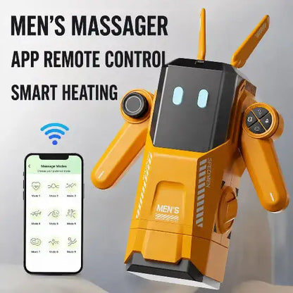 app remote control automatic male masturbator showing 9 massage modes interface and 42c heating