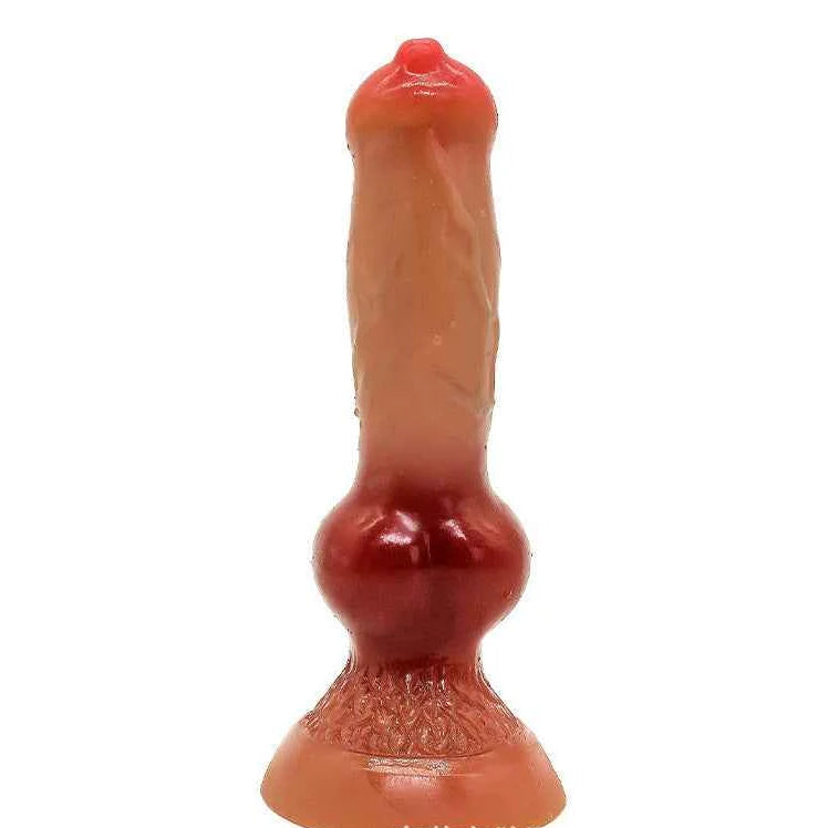 brown sea urchin dildo with swirled grain and cobblestone base