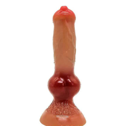 brown sea urchin dildo with swirled grain and cobblestone base