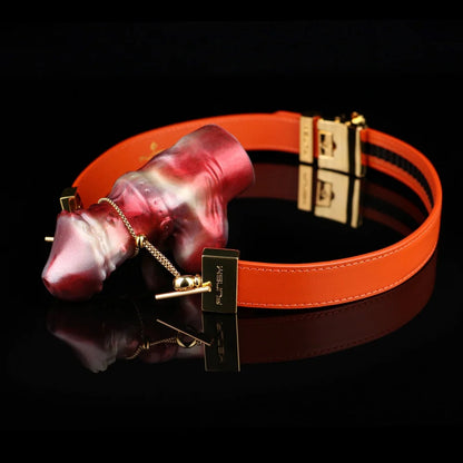 Dildo Strap-On con bavaglio – Imbracatura con bavaglio da morso fantasy in silicone da 12 cm