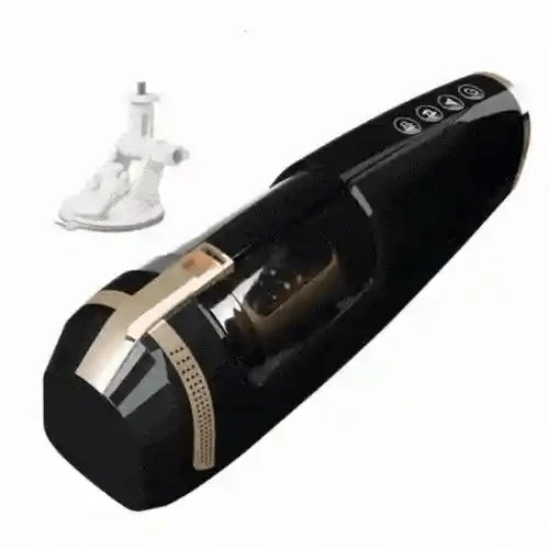Black Thrusting Heating Rotating Auto Male Masturbator – 3-Function