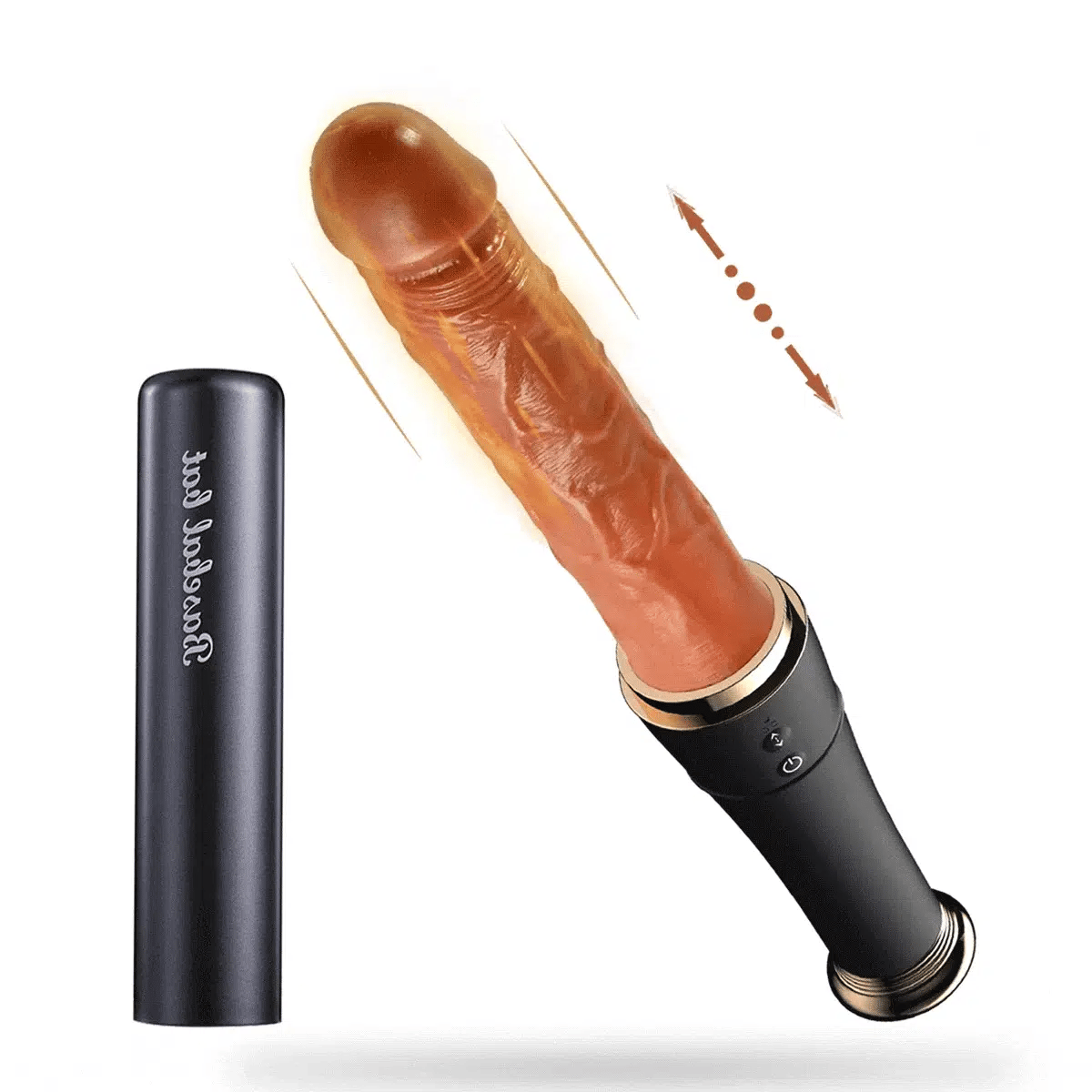 Telescopic Heating Realistic Dildo – With / Without Tongue Licking, Black