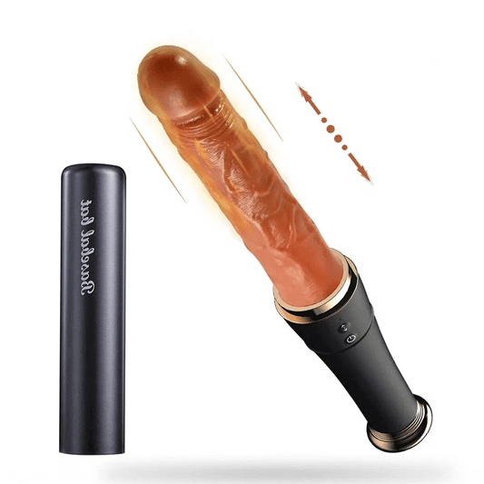Telescopic Heating Realistic Dildo – With / Without Tongue Licking, Black