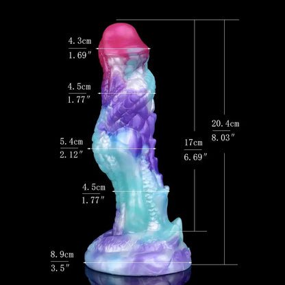 Dildo fantasy a forma di drago con imbracatura – 20,4 cm, in silicone
