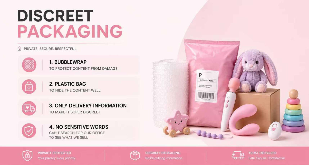 Discreet packaging for adult toys - plain pink mailer bag with bubblewrap, no sensitive words, privacy protected delivery