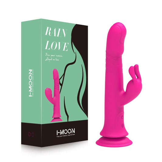 thrusting rabbit vibrator pink suction cup g-spot clitoral hands-free waterproof