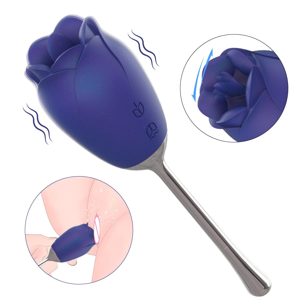 Silicone Rose Tongue Licking Massager – 9 Vibration Modes, IPX7 Waterproof