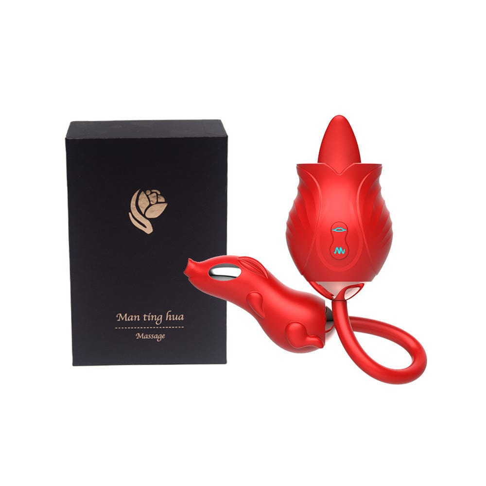 New Rose Dual-Head Tongue Licking Vibrating Massager – 10 Vibration Modes
