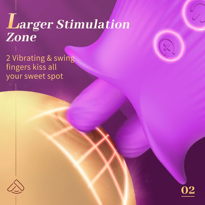Rose Romeo - 3in1 Rose Sex Toy with 2 Suction Cups, Adult Toys Female Clitoral Nipple Vibrators with 10 Licking Sucking Vibrating