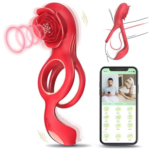 APP Control Rose Waterproof Vibrating Cock Ring – 9 Modes